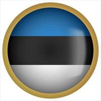 icône de bouton drapeau arrondi 3d de l'estonie avec cadre doré vecteur