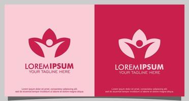 création de logo de fleur de lotus et de yoga vecteur