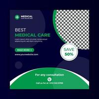 soins médicaux en ligne marketing sur les médias sociaux post design vecteur premium
