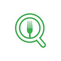 Lettre o cuillère de recherche de nourriture couleur verte modèle d'éléments graphiques de conception de logo vectoriel