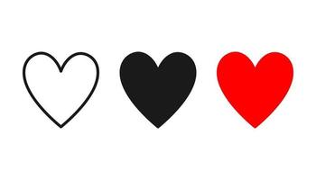 collection d'icône de coeur, symbole d'icône d'amour design moderne de style plat isolé sur fond blanc. illustration vectorielle. vecteur