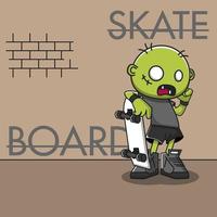 illustration vectorielle de zombie skateboard vecteur