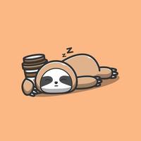 illustration de café étreignant paresseux endormi vecteur