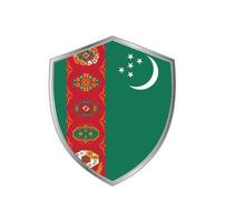 drapeau du turkmenistan avec cadre en argent vecteur