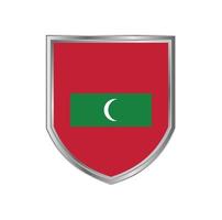 drapeau des maldives avec cadre en métal vecteur