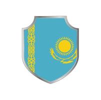 drapeau du kazakhstan avec cadre en métal vecteur