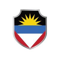 Drapeau d'Antigua-et-Barbuda avec cadre en métal vecteur