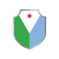 drapeau de djibouti avec cadre en métal vecteur