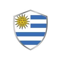 drapeau de l'uruguay avec cadre en argent vecteur