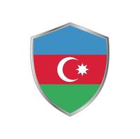 drapeau de l'azerbaïdjan avec cadre en argent vecteur