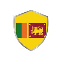 drapeau du sri lanka avec cadre en argent vecteur
