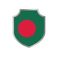 drapeau du bangladesh avec cadre de protection métallique vecteur