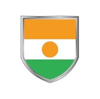 drapeau du niger avec cadre en métal vecteur
