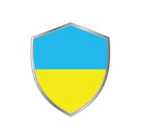 drapeau de l'ukraine avec cadre en argent vecteur