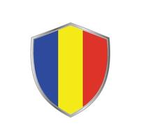 drapeau de la roumanie ou du tchad avec cadre en argent vecteur