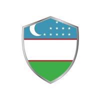 drapeau de l'ouzbékistan avec cadre en argent vecteur