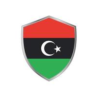 drapeau de la libye avec cadre en argent vecteur