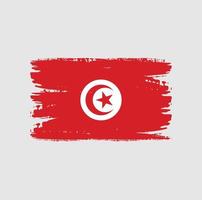 drapeau de la tunisie avec style pinceau vecteur