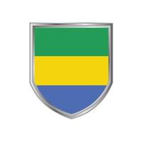 drapeau du gabon avec cadre en métal vecteur