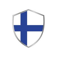 drapeau de la finlande avec cadre en argent vecteur
