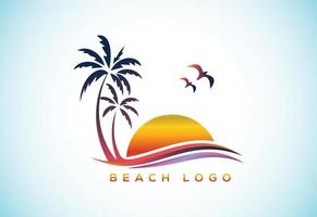 création de logo de plage tropicale unique moderne simple vecteur