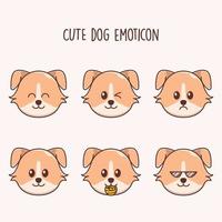 ensemble d'émoticônes emoji chien mignon vecteur