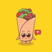 illustration de kebab mignon au design plat vecteur