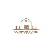 logo de concept de maison de ferme. modèle avec maison de ferme et paysage de ferme. vecteur