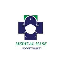 modèle de conception de logo de masque médical professionnel vecteur