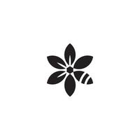conception de logo ou d'icône de fleurs et d'abeilles vecteur