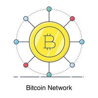 conception de vecteur plat d'icône de réseau bitcoin