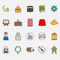 illustration vectorielle conception de jeu d'icônes islamiques vecteur