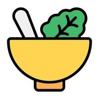 une icône de saladier au design plat, conceptualisation des aliments diététiques vecteur