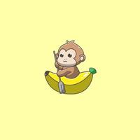 singe sur le bateau banane vecteur