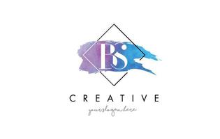 bs lettre logo concept de brosse splash violet circulaire. vecteur