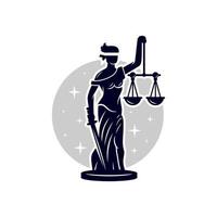 logo d'illustration de femme utilisant l'épée de la justice