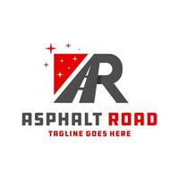 logo de construction de route asphaltée avec des lettres ar vecteur