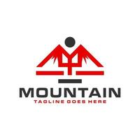 logo d'illustration de montagne avec la lettre m vecteur