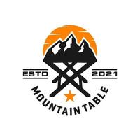 création de logo d'illustration de montagne de table vecteur