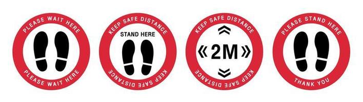 distanciation sociale. signe d'empreinte. Gardez une distance sociale de 2 mètres pour prévenir la propagation de l'infection dans covid-19. vecteur