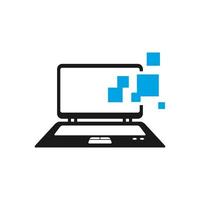 logo de technologie avancée pour ordinateur portable vecteur