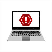 illustration vectorielle d'un ordinateur portable réaliste afficher un avertissement d'alerte pour le virus informatique vecteur