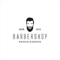 barbershop coupe de cheveux barbe vintage logo design inspiration vectorielle vecteur