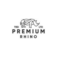 création de logo d'art de ligne moderne monoline premium rhinocéros vecteur