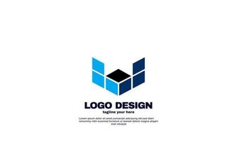 illustration stock abstrait créatif bleu géométrique cube logotype design moderne vecteur