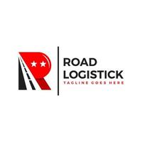 logo d'illustration de transport routier avec la lettre r vecteur