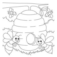 coloriage d'abeilles pour les enfants vecteur