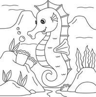 hippocampe coloriage pour les enfants vecteur