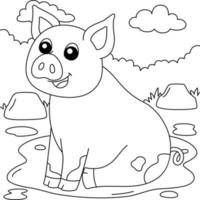 coloriage de cochon pour les enfants vecteur