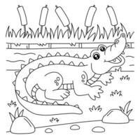 coloriage de crocodile pour les enfants vecteur
